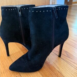 Neiman Marcus Black Suede Heeled Boots